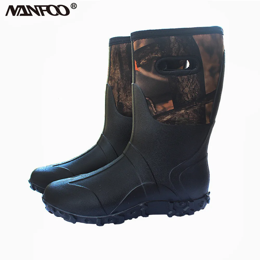 Waterproof Neoprene High Rain Boots Keep Warm Anti-Slip Fishing Shoes High Quality Bionic Camouflage Hunting Boots