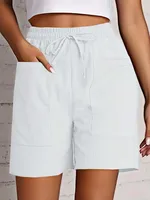 Women's High Waist 4 Inch Shorts Summer - Loose Fit Casual Shorts with Pockets, Solid Color Bermuda Shorts for Outfits - Image 4