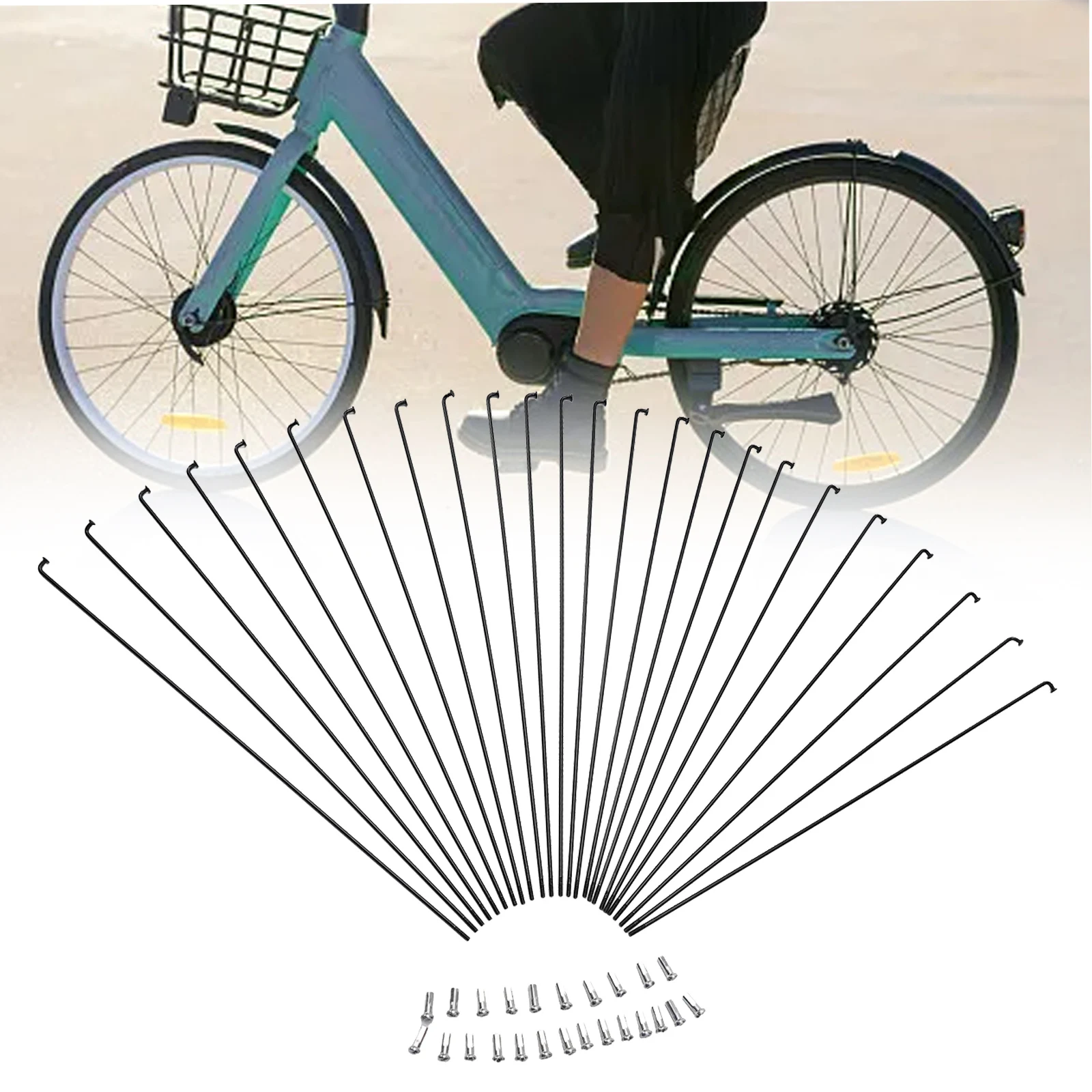24 Pcs Bicycle Spokes 255MM/275MM/289MM Anti-rustSteel Wire Strip With Nipple Bicycle Spokes Accessories