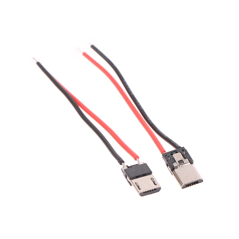 10Pcs 2P Micro USB Male With Cable 2Pin Welding Wire Male Connector Straight For Mobile Phone Charging Port Charging Socket phone charger plug phone charging adapter