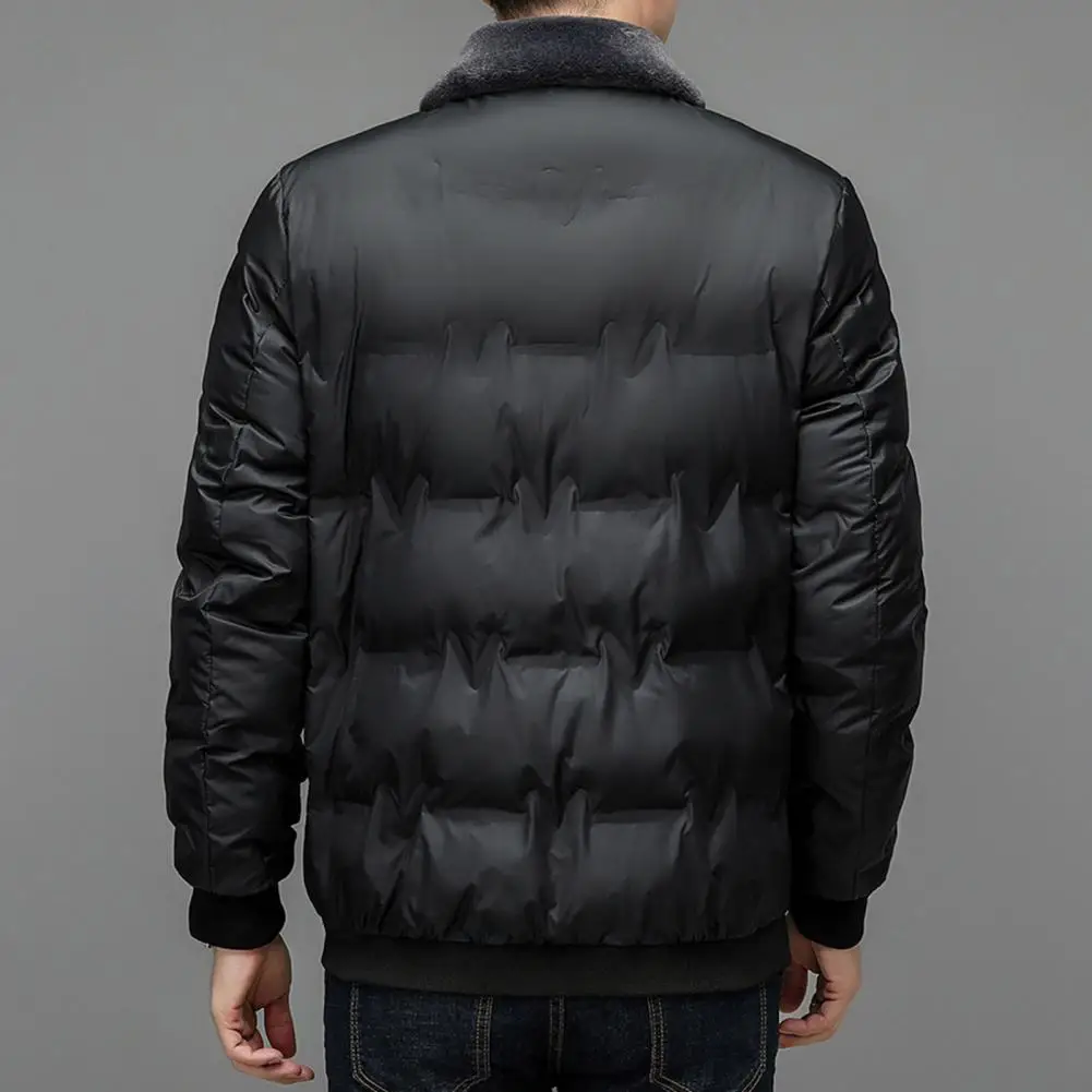 Lapel Design Jacket Stylish Mid-length Men's Down Coat with Faux Fur Lapel Windproof Cold Resistant Plus for Fall/winter for Men