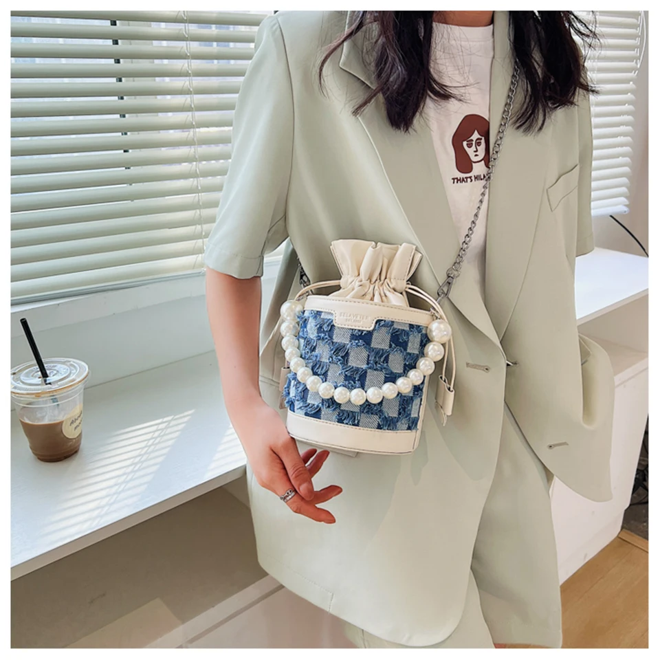 Personalized Bucket Bag 2022 New Women's Handbag Trend  Single Shoulder Cross Bag Niche Design Casual Fashion Denim Small Bag