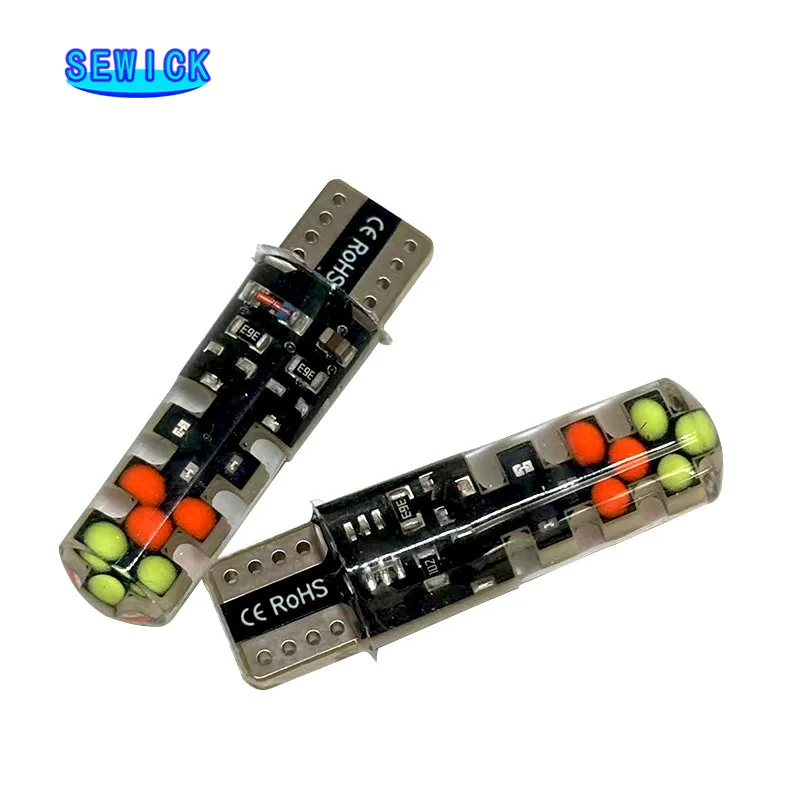 

500Pcs T10 W5W Silicone Light RGB Car Plate Clearance License Reading Interior Lights Bulb Auto Lamp 12V