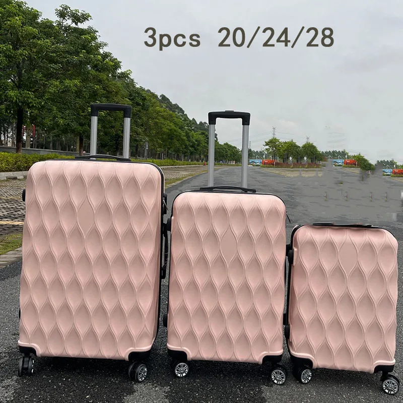 The New ABS Universal Wheel Luggage Case 20/24/28 Inch Three-piece Suit Boarding Suitcase