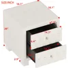 Nightstand with Storage Drawers, Upholstered Velvet Bedside End Table for Small Bedroom, Beige 2