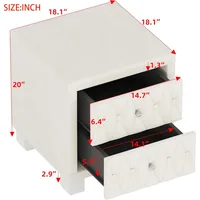 Nightstand with Storage Drawers, Upholstered Velvet Bedside End Table for Small Bedroom, Beige 2