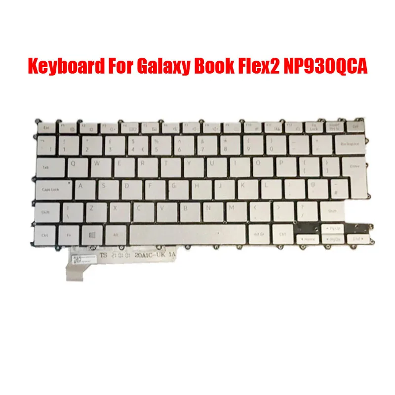 Tastiera Per Laptop Per Samsung Per Galaxy Book Flex2 Np930Qca 930Qca Regno Unito Uk Silver New