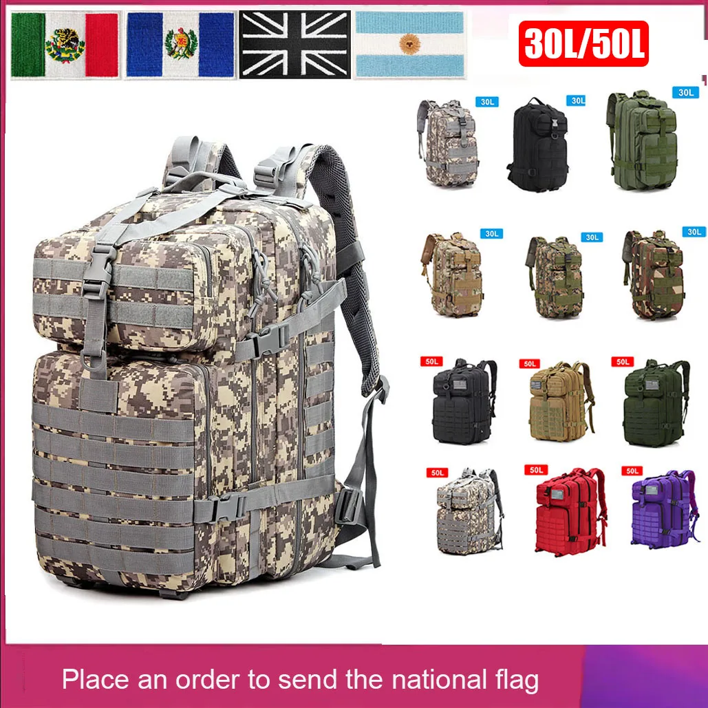 

30L/50L Outdoor Military Hiking Tactical Backpack Outdoor Hiking Rucksack Bag New Portable MOLLE 3P Camping Rucksack Travel Bag