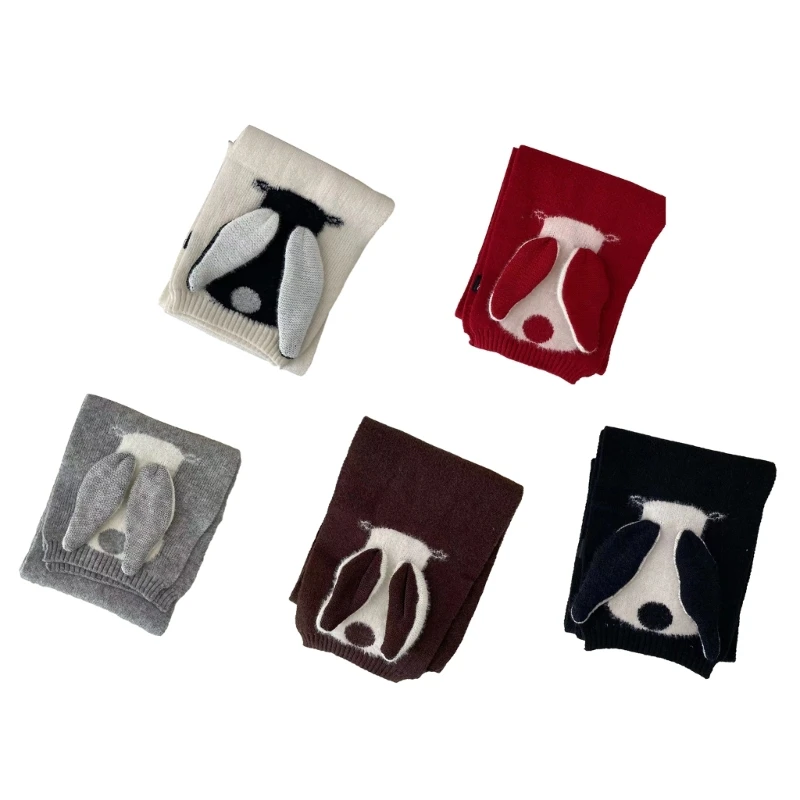 

Women Scarf Puppy Ear Decor Neckerchief Y2k Colorful Harajuku Thick Scarf