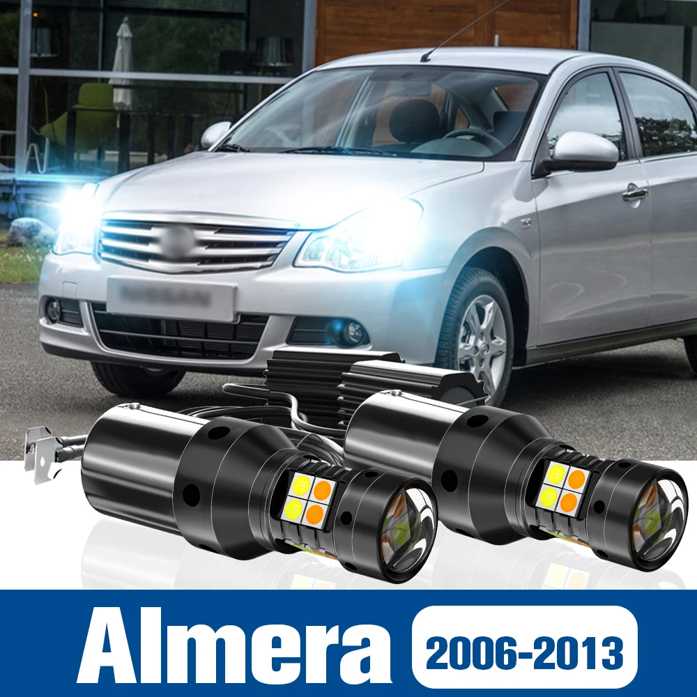 

2x LED Dual Mode Turn Signal+Daytime Running Light DRL Accessories Canbus For Nissan Almera 2006-2013 2007 2008 2009 2010 2011