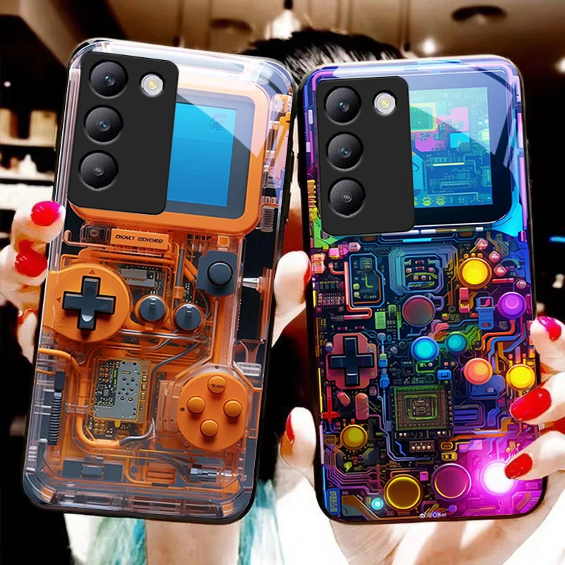 Sleek Black Tempered Glass Phone Case