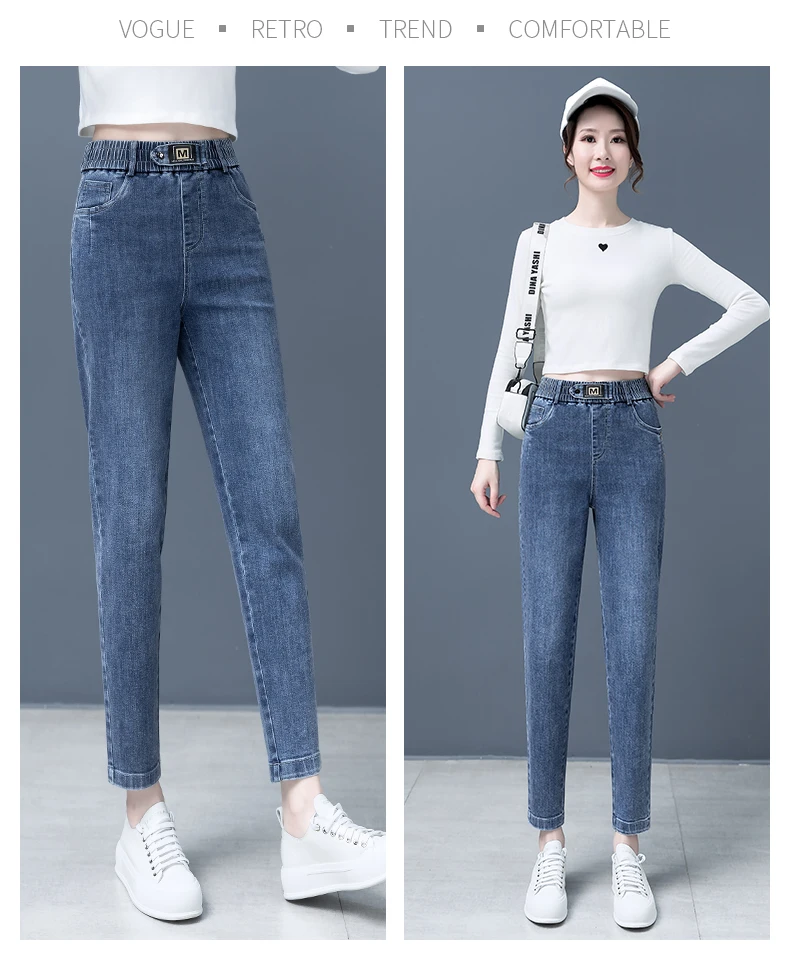 madewell jeans Jeans Women's Spring and Autumn 2022 New High-waisted Pants Radish Women's Pants Trousers Elastic Waist Pencil Pants paige jeans