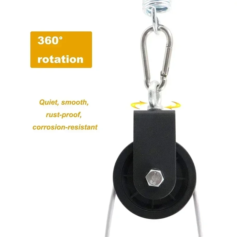 Belt Pulley Lifting Rope Pulley Silent Gym Cable Pulley with Hanging Straps and Carabiner 360 Rotation Smooth Silent Pulley DIY Attachment Projects G99D