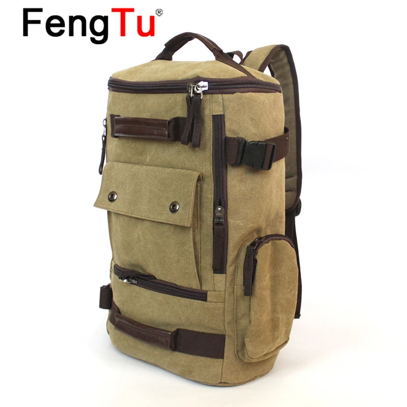 

Холщовый Рюкзак FengTu для учеников младшей и старшей школы, винтажный школьный ранец для компьютера, Вместительная дорожная сумка