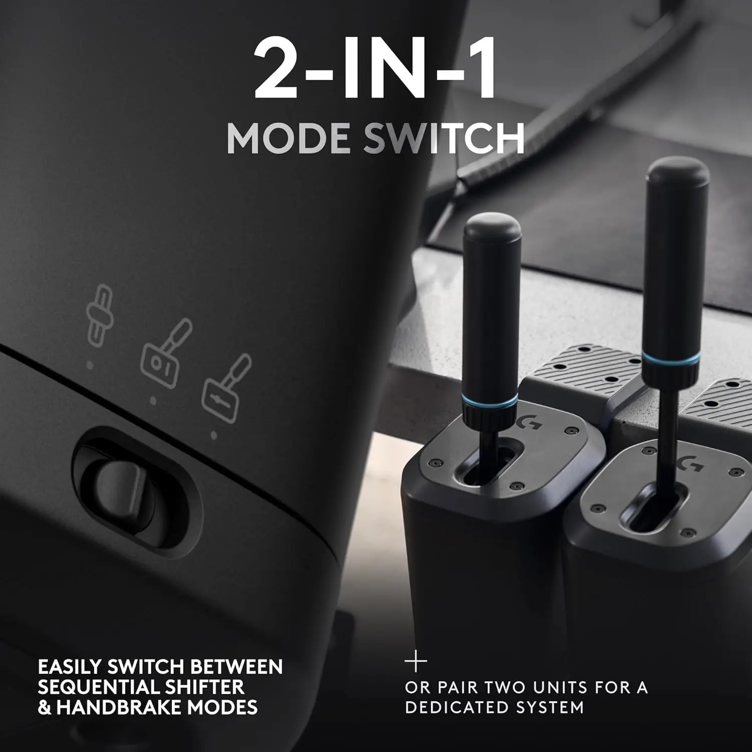 NEW-G RS Shifter & Handbrake with easy mode switching, height-adjustable handle, & included table clamp