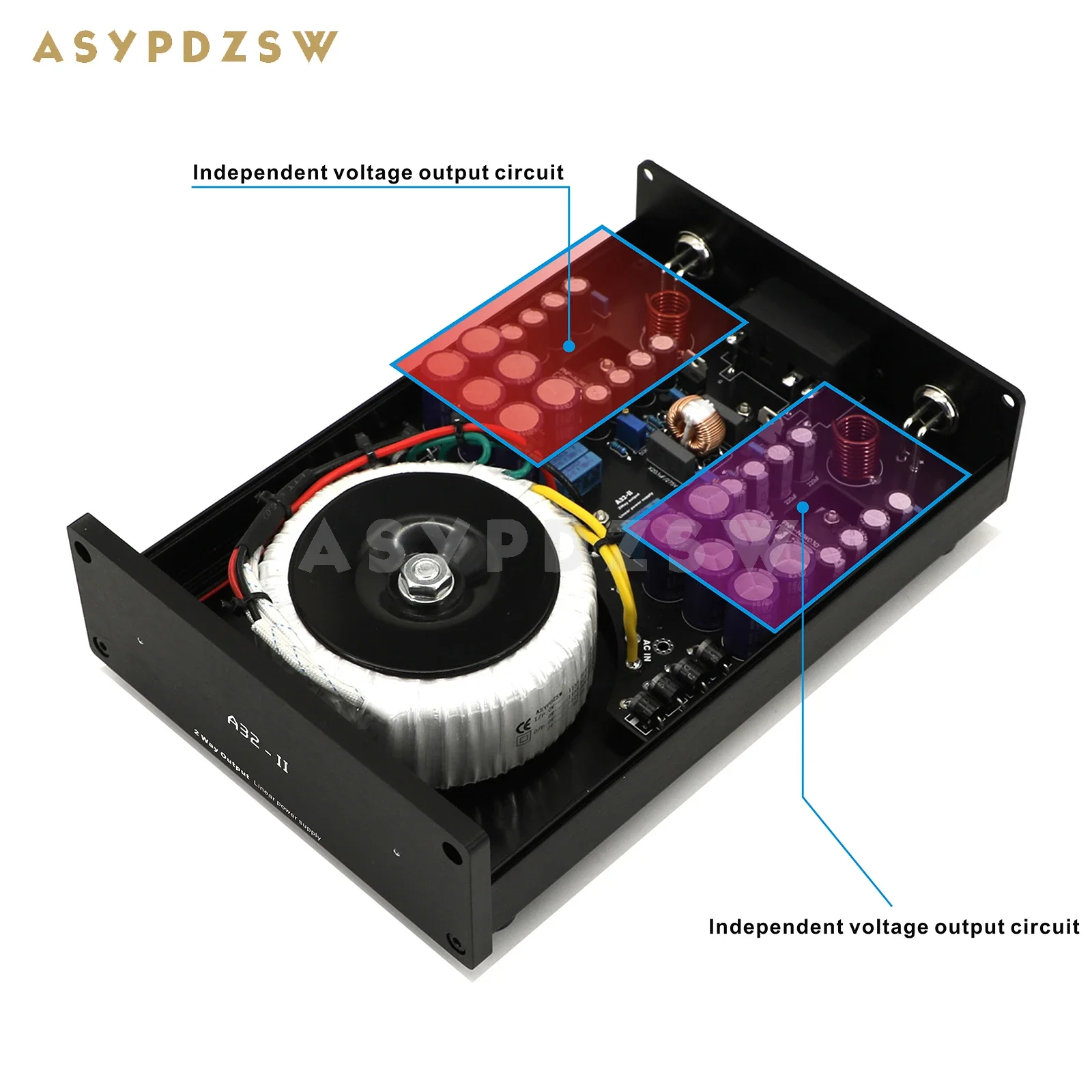 A32-II 50W+50W HIFI Ultra-low noise Linear power supply DC 5V/9V/12V/15V/18V/19V/24V LPS 3