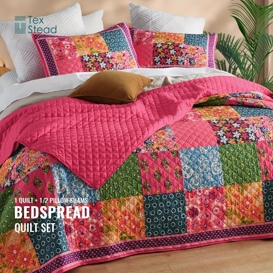 WDCOZY Set Biancheria Da Letto Queen Size 3 Pezzi, Trapunta Leggera Morbida 228x228cm E 2 Federe 50x66cm, Cotone Poliestere, Bianco - 2
