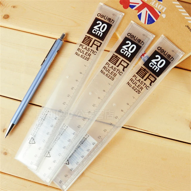 Deli 6220 20CM Transparent Plastic Ruler Multifunction DIY Drawing