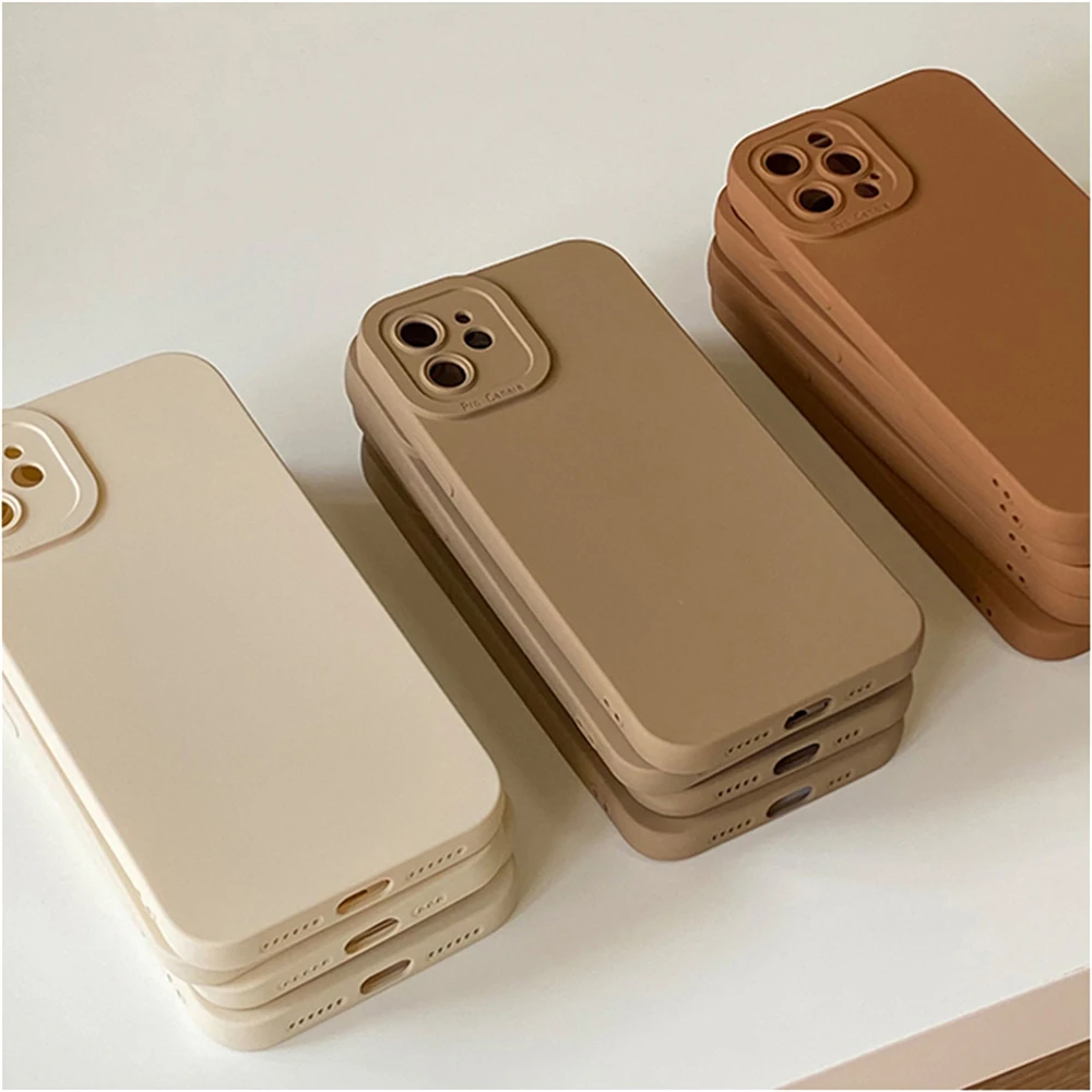 iphone 13 pro max wallet case Earth Tones Color Soft Silicone Phone Case For iPhone 13 12 11 Pro Max 7 8 Plus SE 2020 X XR XS Max Camera Lens Protection Cover iphone 13 pro max cover