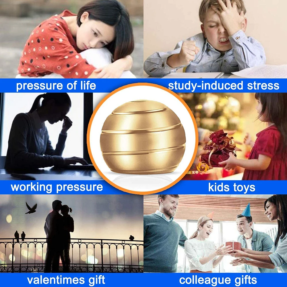Desk Stress Relief Toys Rotating Spherical Gyroscope Adult Office Kid Classroom Fidget Toy Optical Illusion Flowing Toy For 5