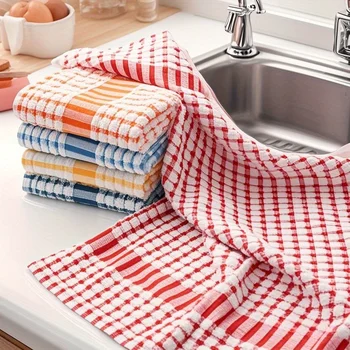 10 panni per pulizia da cucina scozzesi grandi, asciugamani assorbenti e riutilizzabili in tovaglioli multiuso, tavolo e uso esterno 1