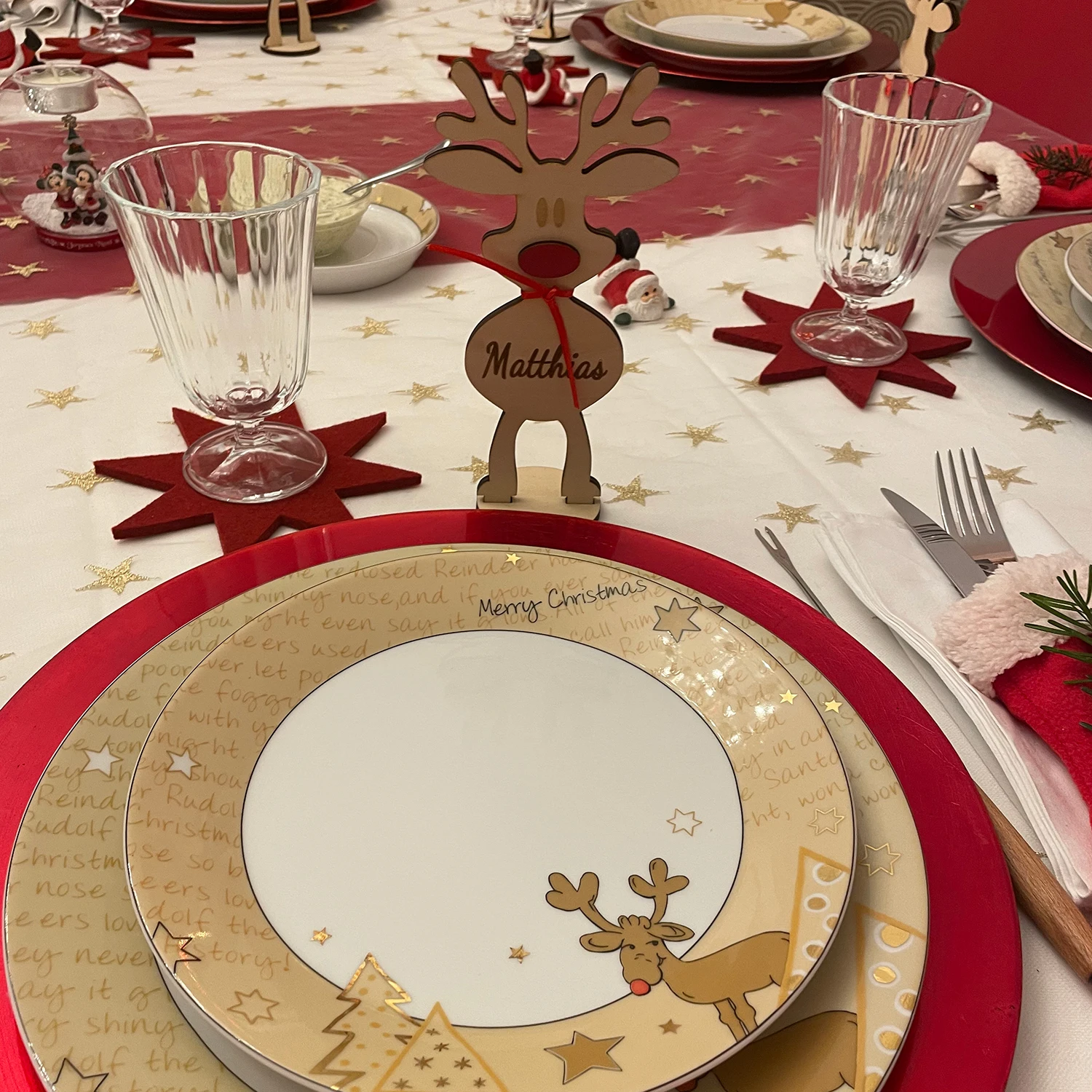 Personalized Custom Christmas Gifts Reindeer and Snowman Decor Xmas Ornaments for Family DecorationTable Setting Place Names - Image 4