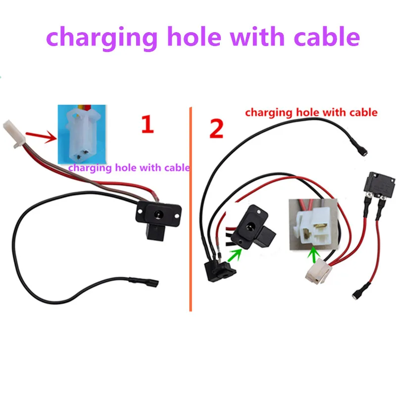 Charging hole for children electric vehicle 6V 12V round charging port for children electric vehicle charger socket strip line