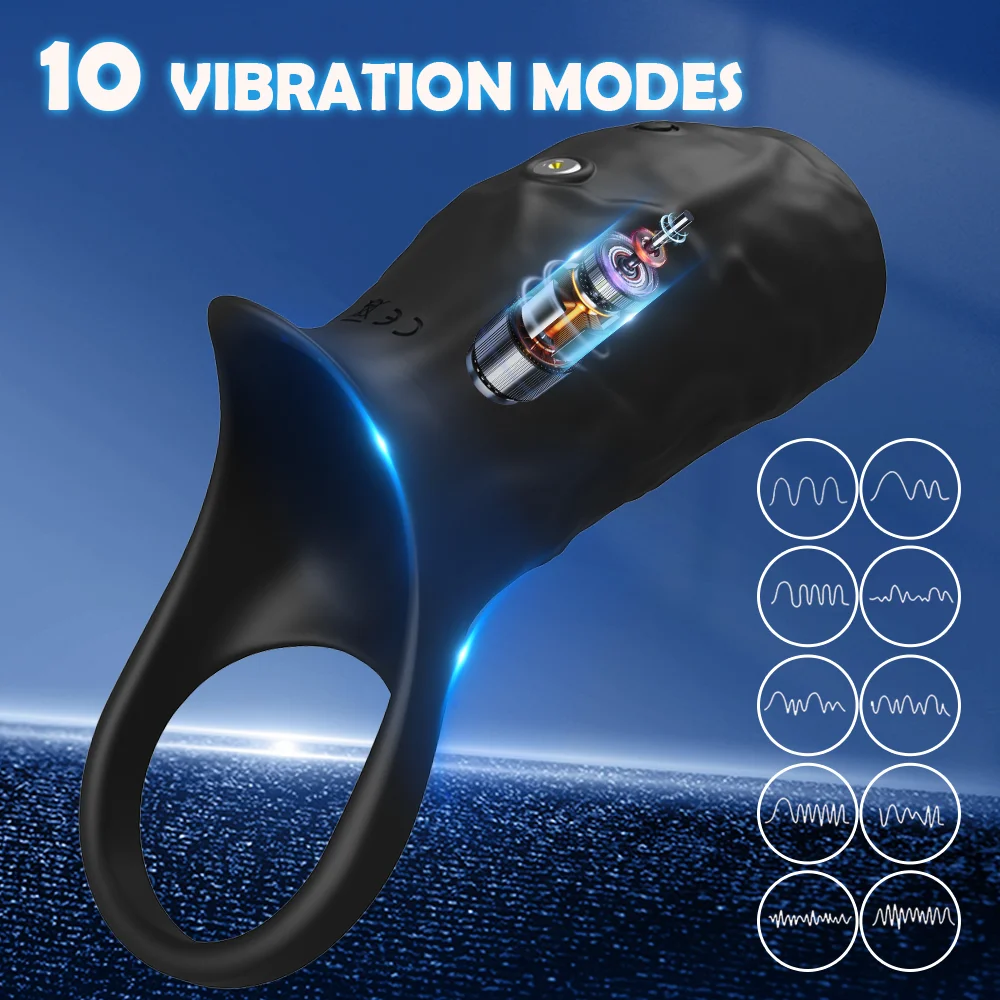 Vibrator Penis Sleeve Cock Ring Ejaculation Extender for Penis Testicles G Spot Stimulation Couples Adult Sex Toys for Men Women 3