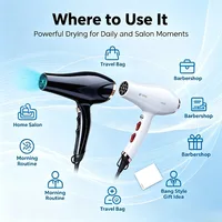 WETECH Sèche-cheveux professionnel ionique négatif 2200W, double tension 100-240V, air chaud et froid réglable, avec buse concentratrice, outil de coiffure pour salon et maison 2