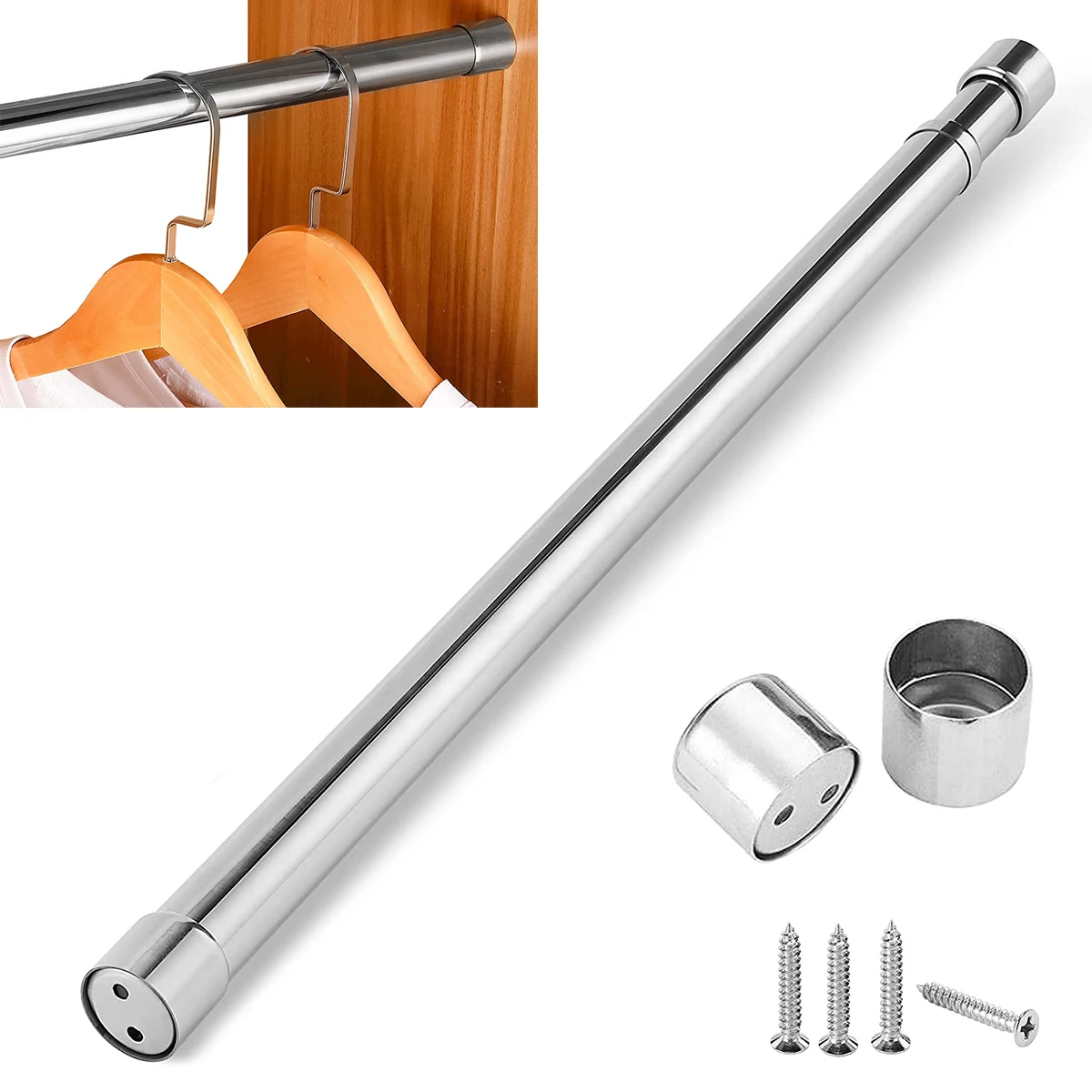 WardrobeRailExtendableClothingRail56100cmStainlessSteelClothes