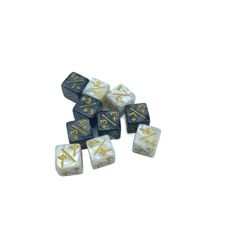 Dice 10pcs 16mm 6 Side Counting Dice +1/-1 Black White Kids Toy For Game Counting Counters boardgame toys