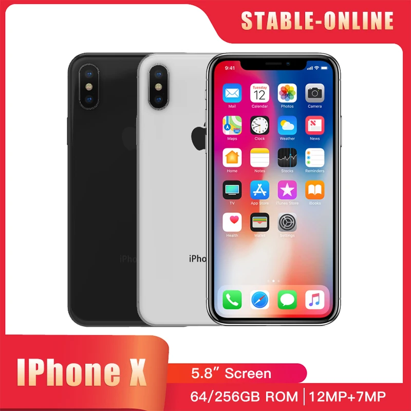 iPhone Mobile Phone 4G LTE 3D Touch 3GB RAM 64GB/256GB ROM Face ID 5.8" OLED Screen 12MP+7MP Hexa Core Original