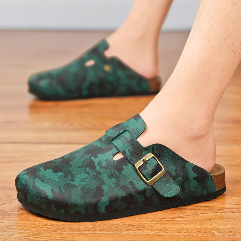 Summer Outdoor Sandals for Men Women Slippers Shoes Cork Clogs Comfort Footbed Fashion PU Leather Mules Slip on Indoor Outdoor