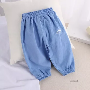 2024 New Children's Pants Summer Baby Boys and Girls Trousers Cotton and Linen Pants 1