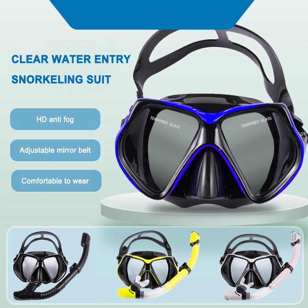 Adult Tempered Glass Diving Mask With Breathing Tube Snorkeling Package Set 