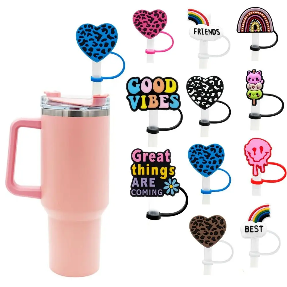 2pcs Silicone Straw Tip Covers Drinking Straw Plug Heart Angel