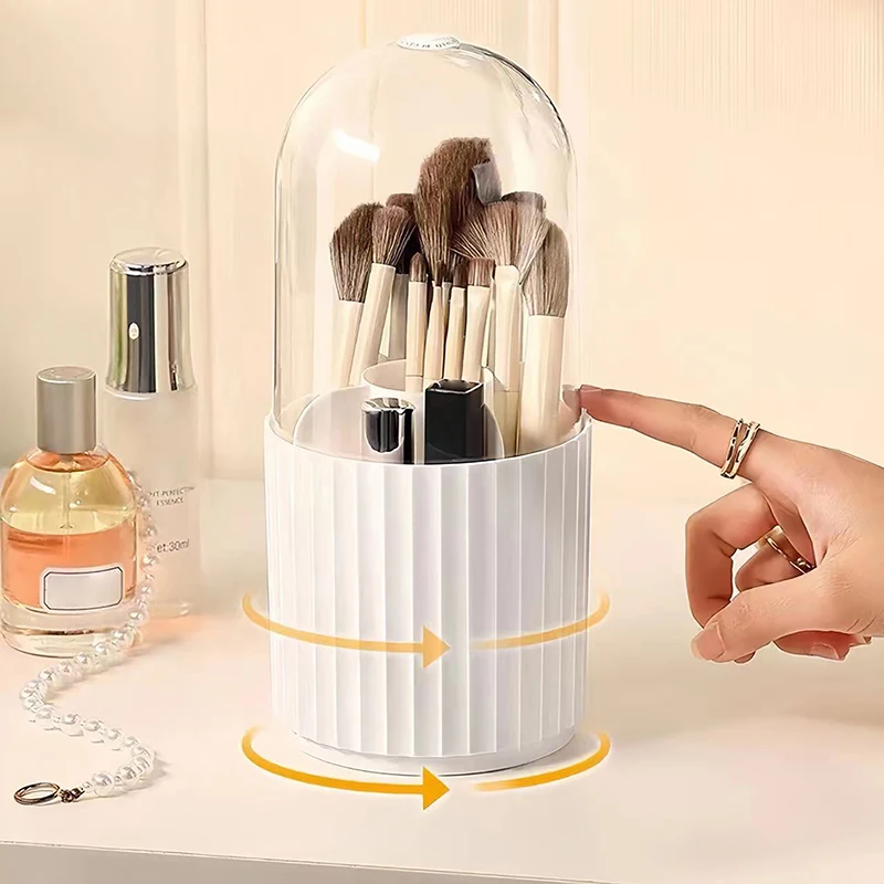 Makeup Brush Holder 360&deg; Rotating With Lid Lipstick Eyebrow Pencil Holder Eye Shadow Storage Box Luxury Cosmetic Organizer storage box makeup organizer makeup storage box cosmetic storage box