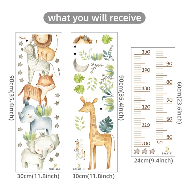 Cartoon Animal Height Ruler Stickers 5