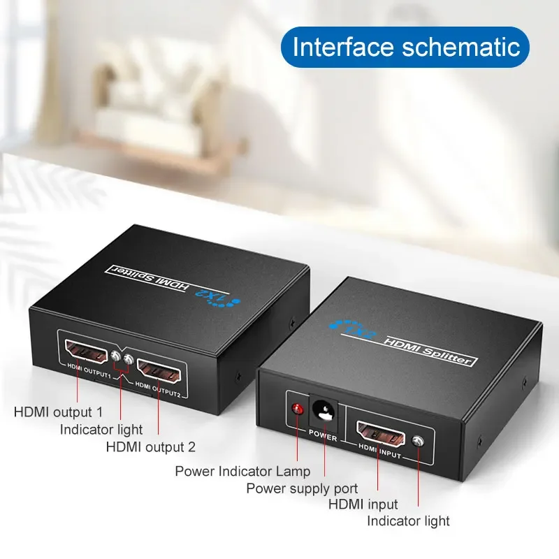 HDMI Splitter 1x2 Video Distributor 1 in 2 out Display Duplicate Amplifier for PC Laptop to Projector Monitor hdmi splitter converter hdmi switch