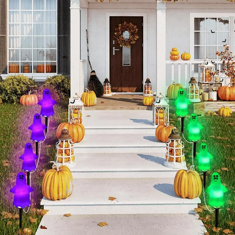 Halloween Walkway Lights Waterproof Solar Ghost Stake Lights Ghost Pathway Lights Halloween Pathway Lights Ghost Decorations For 2