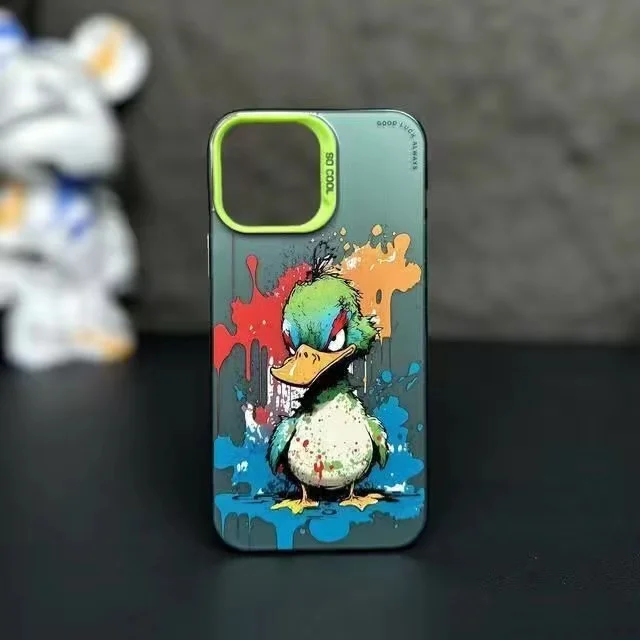 thumbnail image 1 of Fashion Graffiti iPhone15 Case Suitable for iPhone14 13Pro Max Models Cartoon Animal Pattern Matte Plated Soft Silicone Material, 1 of 5