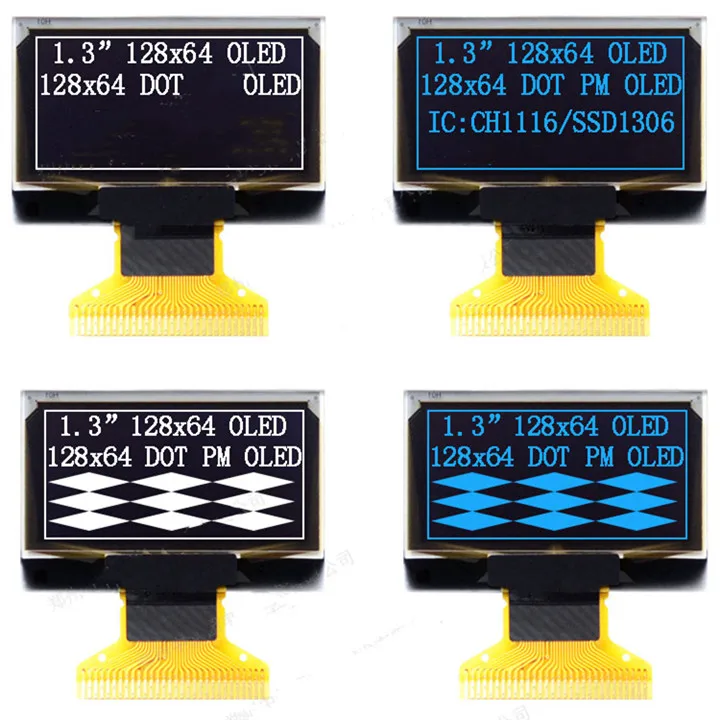 IPS SPI 블루 화이트 OLED 디스플레이 스크린 모듈, SH1106 SSD1306 드라이브, IC128 x 64 IIC 인터페이스, 1.3 인치, 6 핀