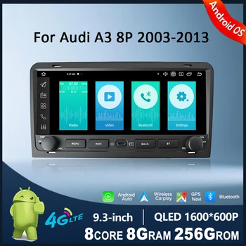 Per Audi A3 8P 2003-2013 Autoradio con Display Touch, Lettore Multimediale, Android Auto Wireless, CarPlay, DSP, Stereo, WiFi, BT, 4G, GPS, Navigatore