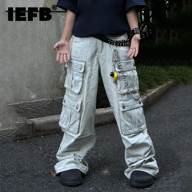 

Мужские джинсовые брюки IEFB, с несколькими карманами и широкими штанинами, модель 2024 9C6703