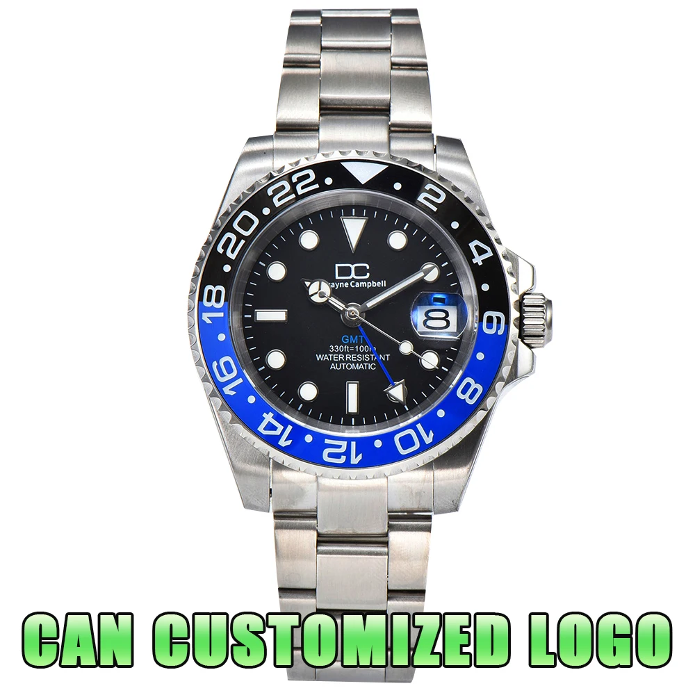 

40.5mm Diving Automatic Silvery Can Custom Logo Men's watches NH34 Movement Ceramic Bezel Waterproof Wristwatch Sapphire