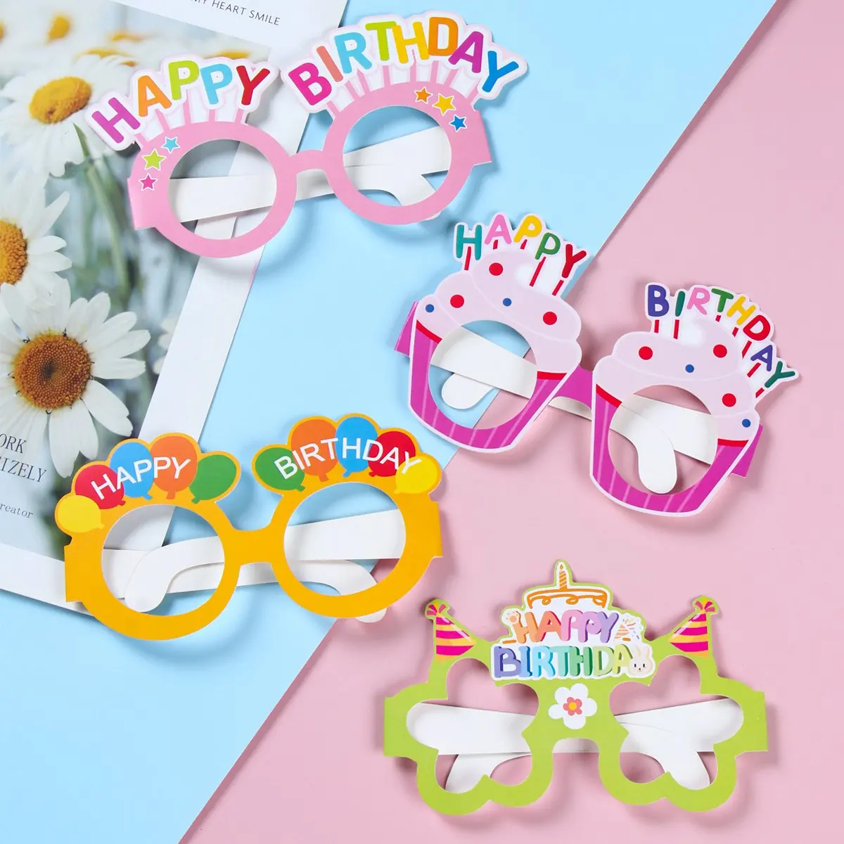 8 stücke bunte Papier geburtstags gläser Frauen geburtstags feier ballon dekor für Mädchen diy Geschenk cosplay liefert Baby party dekor – Detail 6