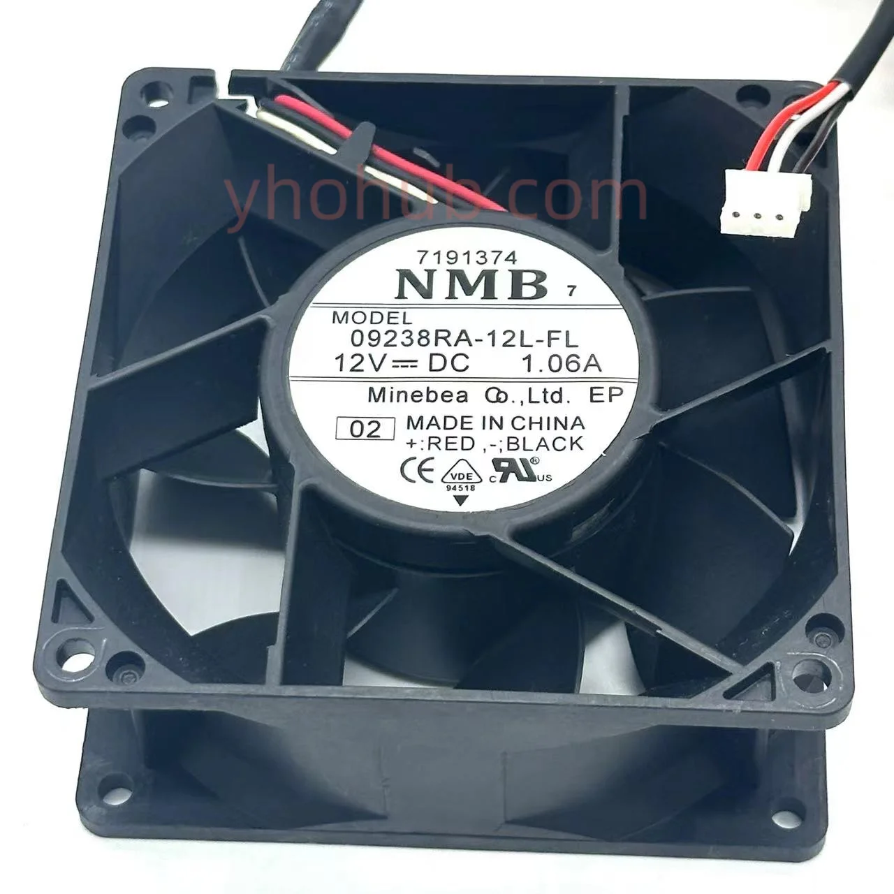 Nmb-mat 09238ra12l-fl 02 dc 12v 1.06a 92x92x38 mm Ventilador de Refrigeração do Servidor de Fios