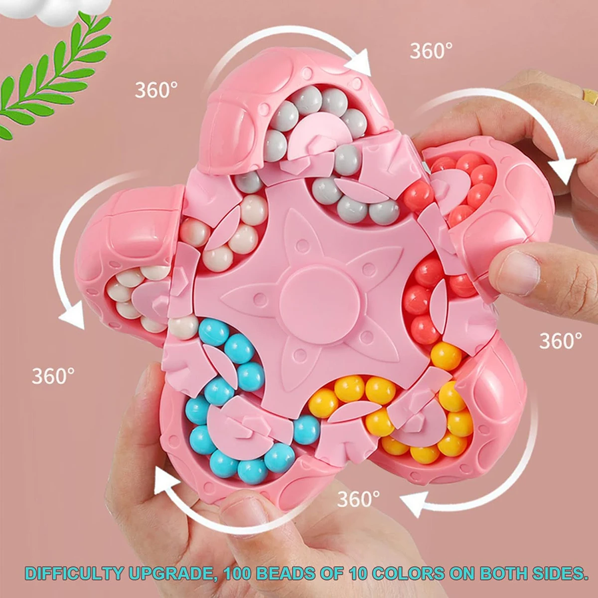 Ten sided rotating interactive magic bean puzzle flip toy, intelligence development Rubik's cube fingertip gyroscope, brain toy