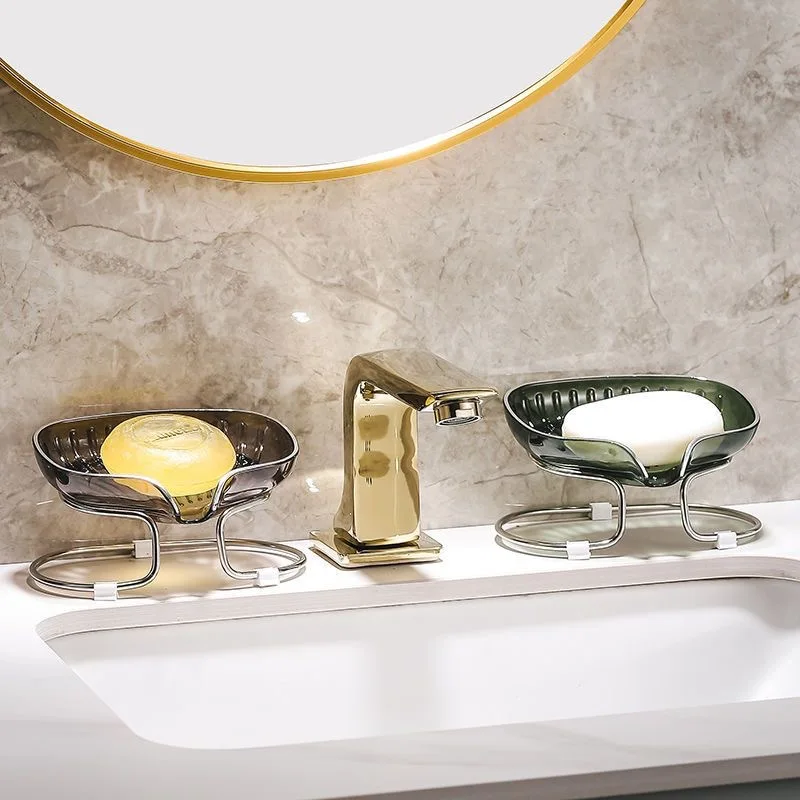 1pc Bathroom Soap Dish Light Luxury Toilet Shower Soap Holder With Drain Water Soap Storage Case Tray Container Bathroom Gadgets 5