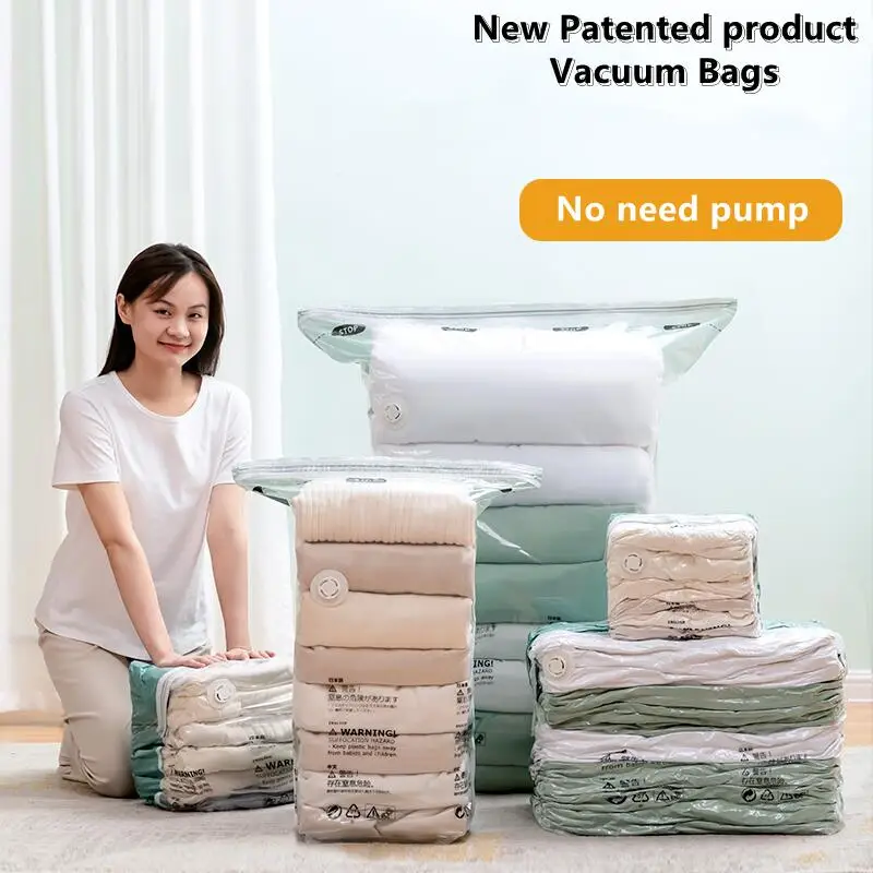 No Need Pump Vacuum Bags Large Plastic Storage for Storing Clothes blankets...